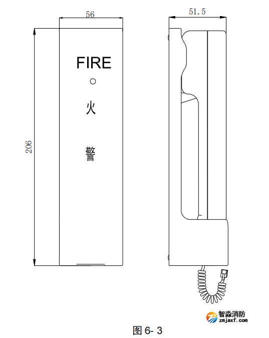 海灣GST-TS-100A/100B型消防電話分機示意圖 海灣GST-TS-100A/100B型消防電話分機示意圖